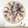 thumbnail image 2 of Designart 'Purple Retro Flowers With Brown Leaves On White' Traditional Wood Wall Clock, 2 of 5