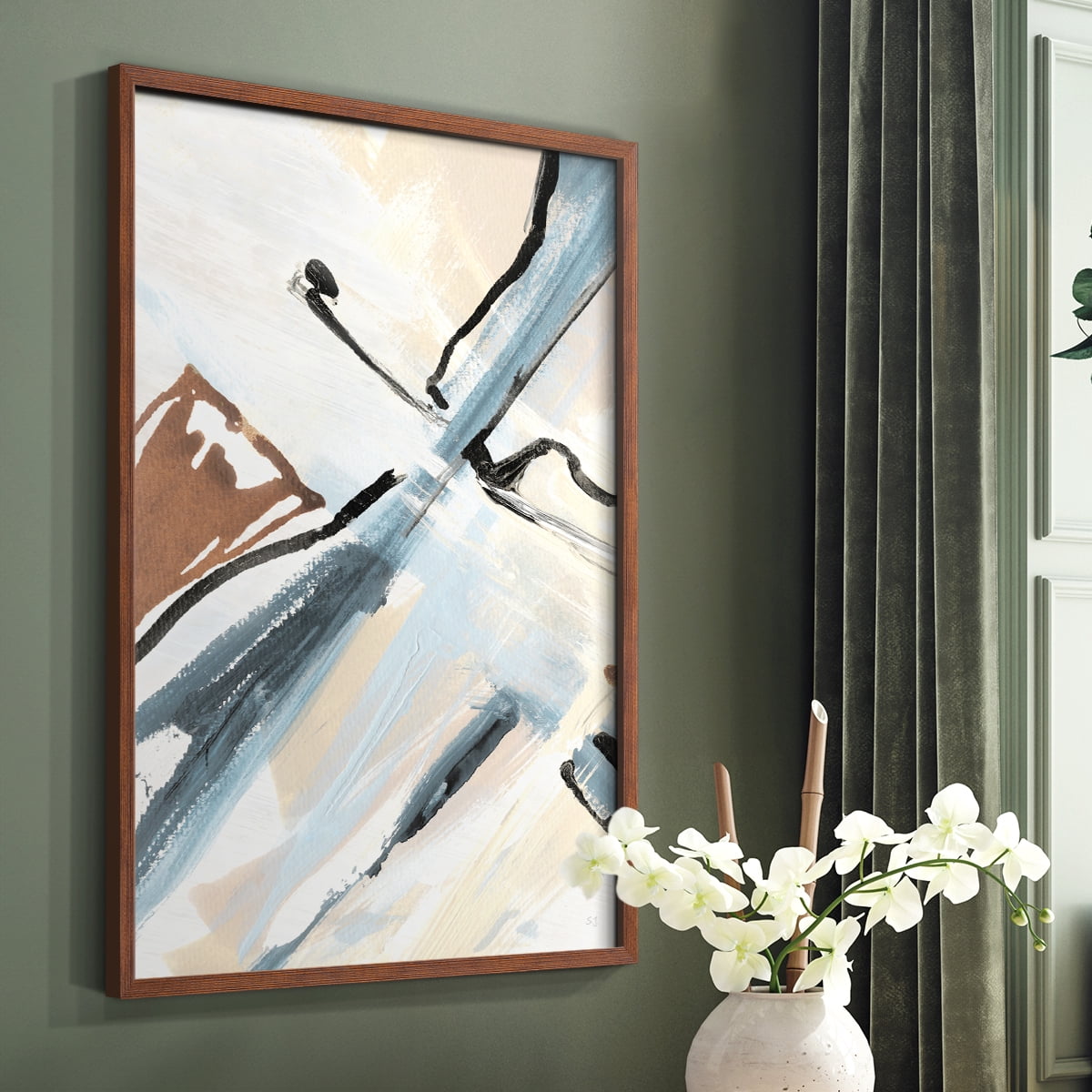 Dancing Wind Revisit I Framed Print in Brown Solid Wood Framed Print No Nail Hanging