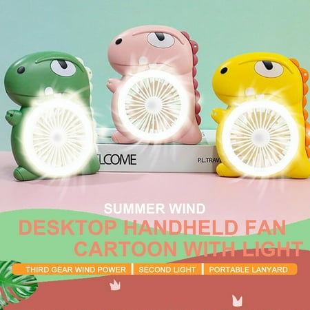 

Fans WMYBD Cute Dinosaur Cartoon Holding Light Hanging Neck Usb Small Fan Desktop Mini Fan