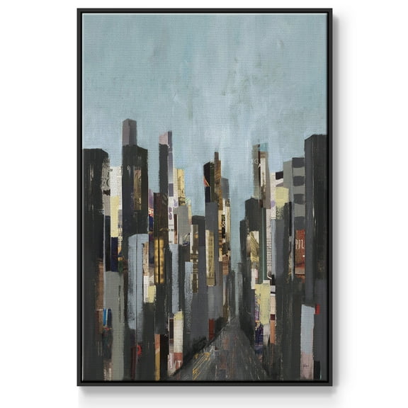 City Beat Framed Premium Gallery Wrapped Canvas - Ready to Hang - 17 x 25 - Black Floating Frame