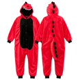 thumbnail image 6 of Ruyang Kids Plush Hooded Jumpsuit Dinosaur Button Down Long Sleeve Bodysuits with 3D Spiked Tail Boys Girls Animal Theme Party Outfit, 6 of 9