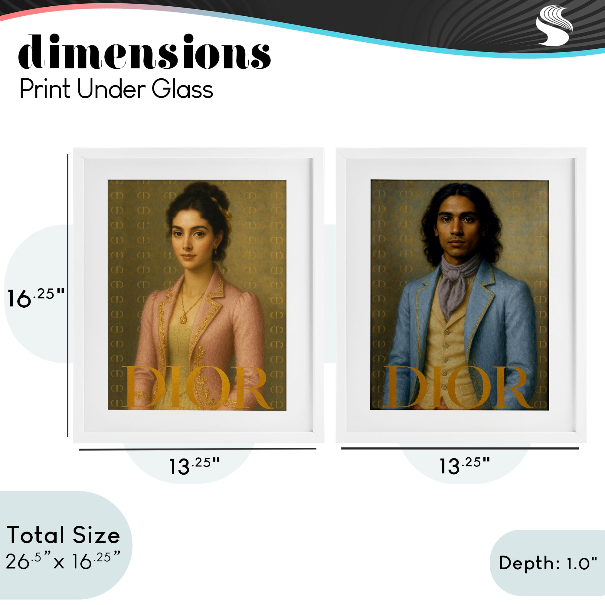 Stupell Industries Iconic Vintage Fashion Models 2 Piece White Framed Print Under Glass Set, design by Grotto Studios