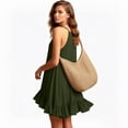 thumbnail image 5 of QUNYINEY Midi Dresses for Women Sleeveless Cotton Summer Green Sundress Casual Crew Neck Ruffle Loose Fit A Line Dresses, 5 of 9