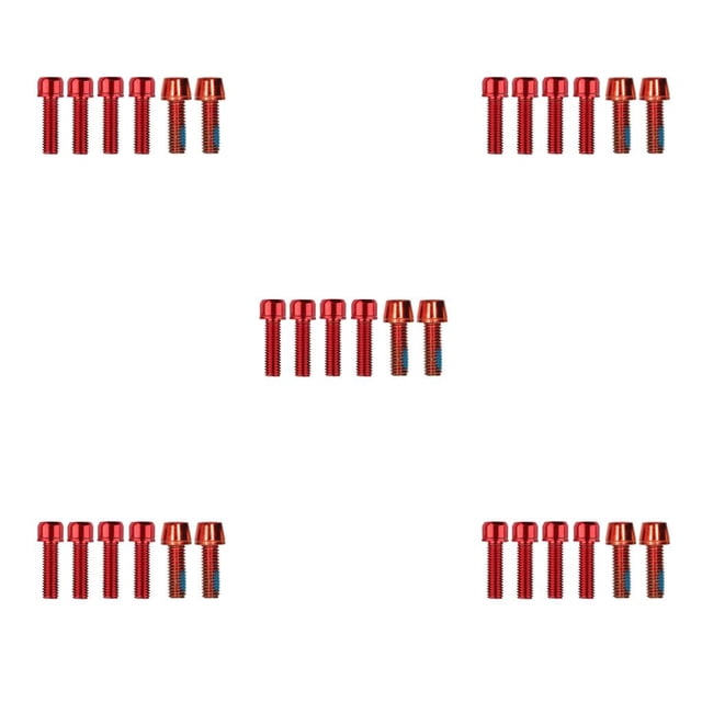 ZheElen Lot de 6 Vis de Potence de Vélo de Montagne en Acier Inoxydable avec Rondelles Accessoires de Réparation et d'Entretien Rouge M5x4+M6x2 5Ensemble
