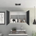 thumbnail image 4 of DUOSONG Wall Cabinet 19"H, Two Doors, Two Internal Shelves, White/Smoked Oak Multicolor Particle Board Furniture Primary Living Space Cabinets, 4 of 11