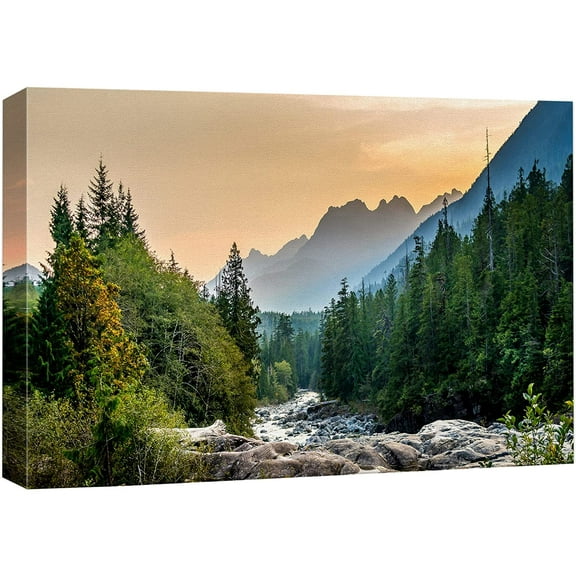 wall26 Canvas Print Wall Art Colorado Forest River Rapid Rock Mountain Nature Wilderness Photography Realism Earth Scenery Rustic Scenic Landscape Colorful for Living Room, Bedroom, Office - 24"