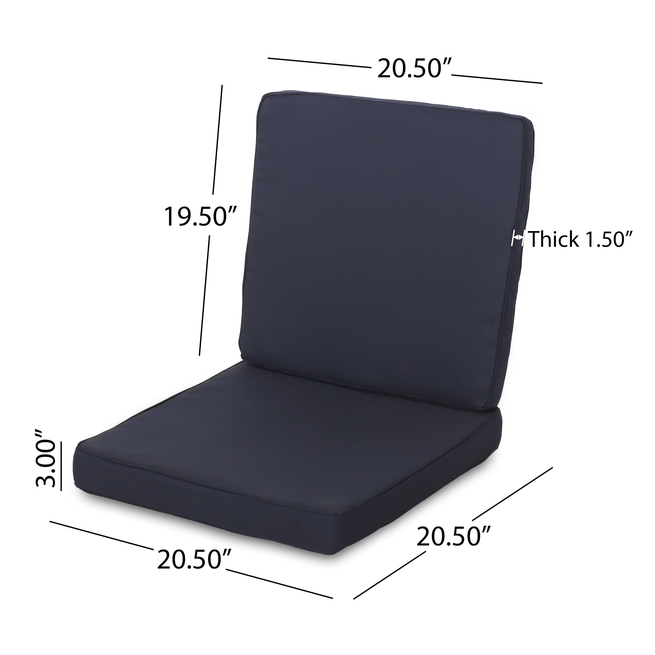 GDF Studio Eydan Outdoor Water Resistant Fabric Loveseat and Club Chair Cushions, Navy Blue