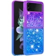 thumbnail image 5 of Clear Case for Samsung Galaxy Z Flip4 5G, Bling Gradient Quicksand Glitter Soft TPU Bumper Shockproof Phone Case Cover for Samsung Galaxy Z Flip 4 JB Purple Navy, 5 of 14