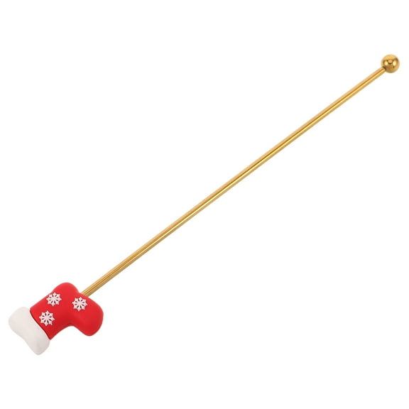 RENACLIPY Christmas Themed Metal Drink Stirring Rods with Festive Sock Decoration