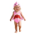 thumbnail image 2 of Toddler Girl Swimsuit Toddler Boys Girl's Cartoon Shark Print One Piece Swimsuits with Hat Toddler Bathing Suit Girl Pink 18-24 Months, 2 of 6