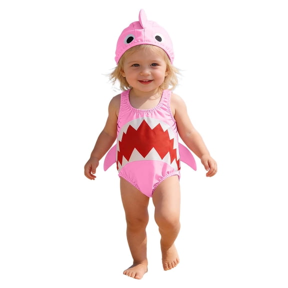 MEZZALL Hawaiian Summer Toddler Boys Girls Cartoon Swimwear One-Piece Monokini Beach Swimsuit Bikini Hat Set Brazilian With Cartoon / Flower Print Beachwear