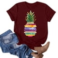 thumbnail image 2 of Women's Vintage Beach Style Basic T-Shirts Short Sleeve Tunic Tops Loose Fit Flowy Summer Clothes for Teen Girls Y2K Tops Dressy Casual Fashion Round Neck Blouse Sunset Graphic Tees Wine T Shirts M, 2 of 3