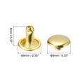 thumbnail image 2 of 100 Sets Leather Rivets 9mm Double Cap Rivets 8mm Height Metal Studs Rivet, Gold Tone, 2 of 6