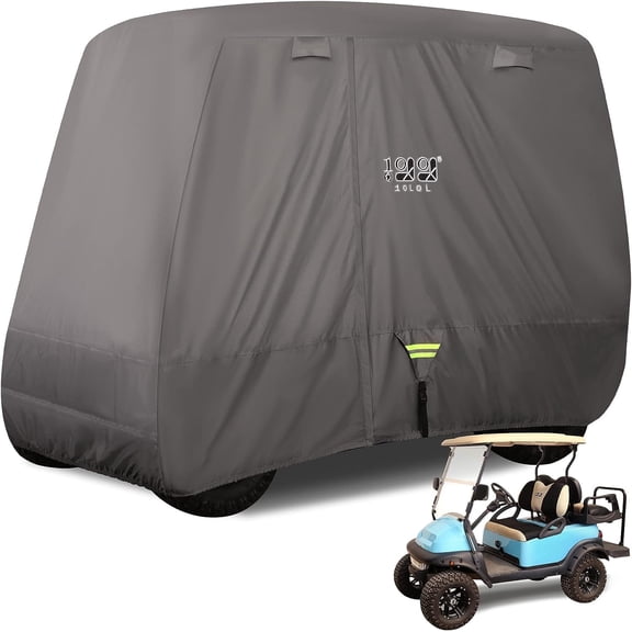10L0L Heavy Duty Golf Cart Cover 4 Passenger for Yamaha EZGO Club Car, 600D Waterproof Rain Cover, Golf Cart Accessories, Grey