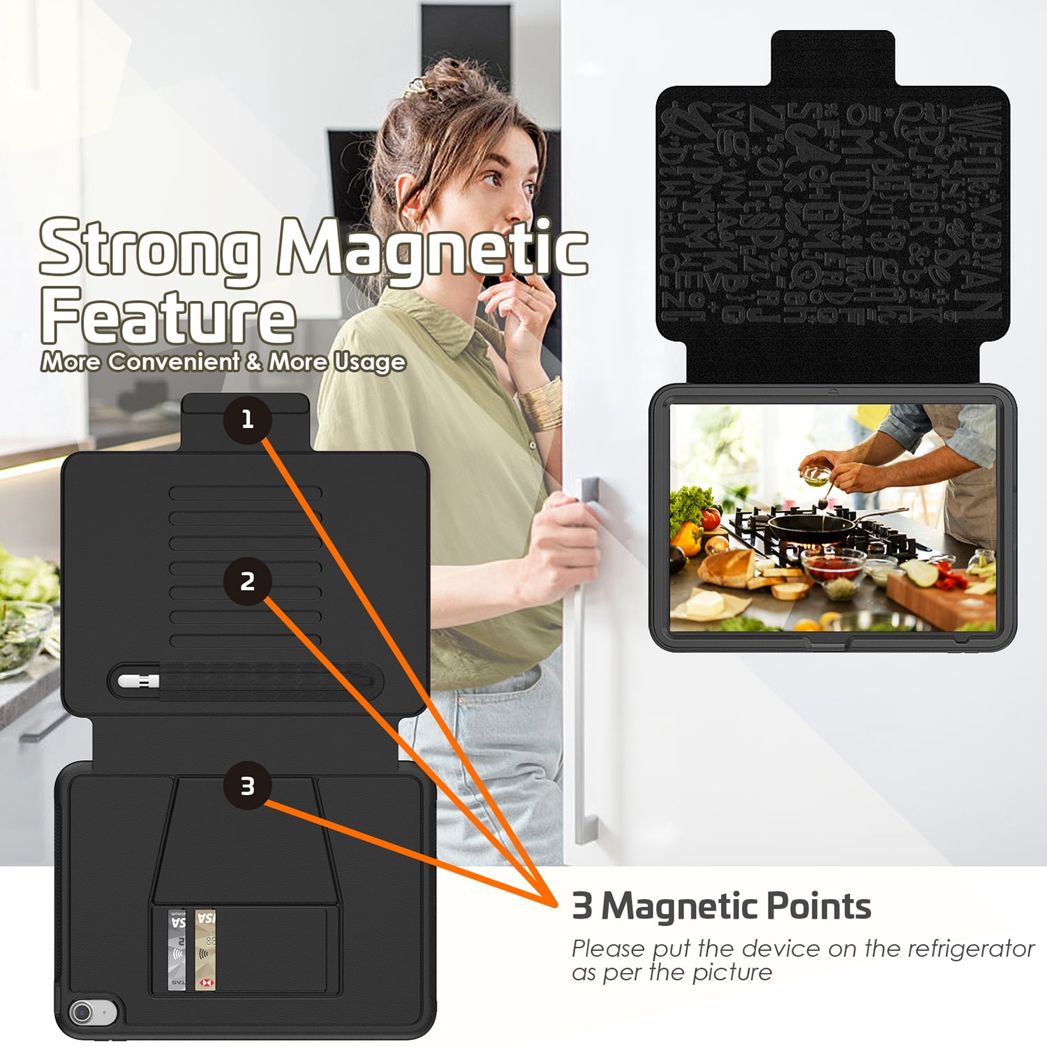 Allytechgroup Magnetic Case for Apple iPad (A16) 11th Gen 11" 2025/ iPad 10th Gen 10.9" 2022, Auto Sleep Wake Multi Angle Viewing Stand Build-in Pencil Holder Protective Bumper Tablet Case, Black