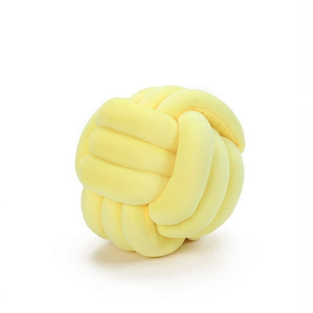 Almohada de bola redonda con nudo de cuerda de tres hilos tejida a mano para decoración del hogar, almohada de bola con nudo de terciopelo de cristal