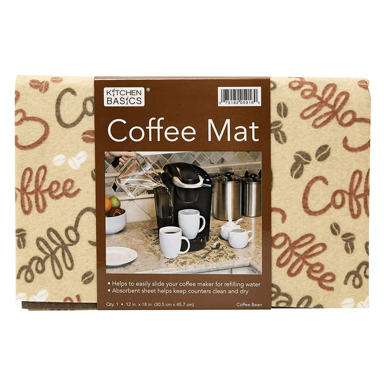 Coffee Maker Mat, Protects and Decorates Countertops - Absorbent, Waterproof, Machine Washable Drymate Finish: Java Chalkboard