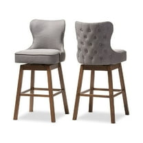 Baxton Studio Gradisca Upholstered Swivel Bar Stool - Set of 2