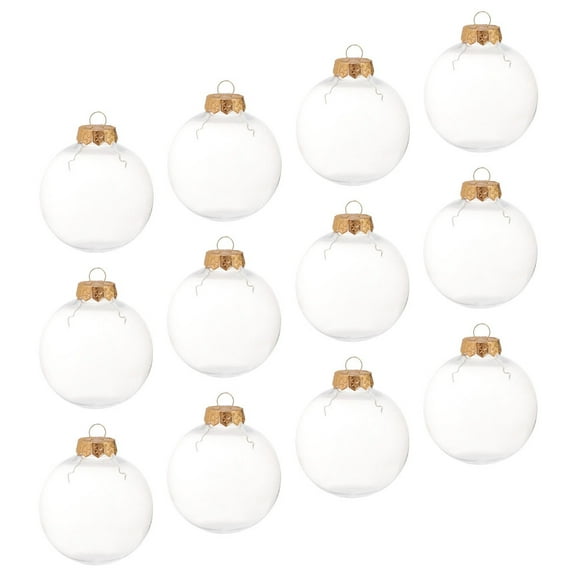 BESTYASH 12Pcs Clear Plastic Ornaments Fillable Golden Round Decor for Family and Friends