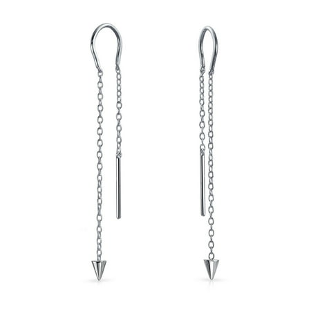 - Minimalist Geometric Arrow Spike Tip Chain Threader Earrings For Women For Teen 925 Sterling Silver