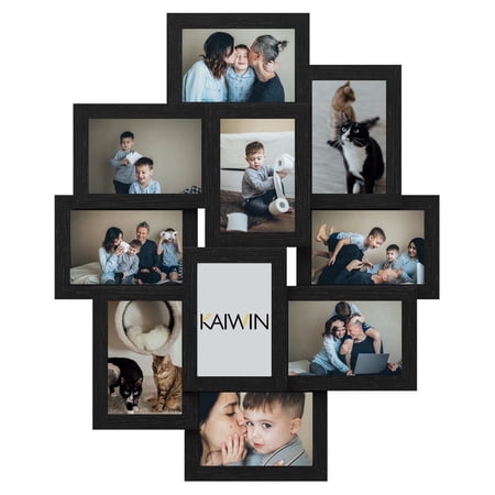 KAIWIN Collage Picture Frames for 10 Photos, 4 x 6 Inches, Assembly Required, Black