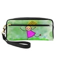 thumbnail image 1 of Leather Portable Travel Small Makeup Bag, Multifunctional Storage Bag, Running Little Girl Pencil Case, 1 of 4