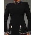 thumbnail image 5 of Vestido de cóctel Tsukko Mini negro de manga larga con strass, 5 of 5