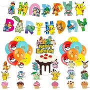Cartoon Party Decorations, Pokemon Birthday Supplies including Banners, Balloons, Cake Toppers for Cartoon Birthday Party Decorations