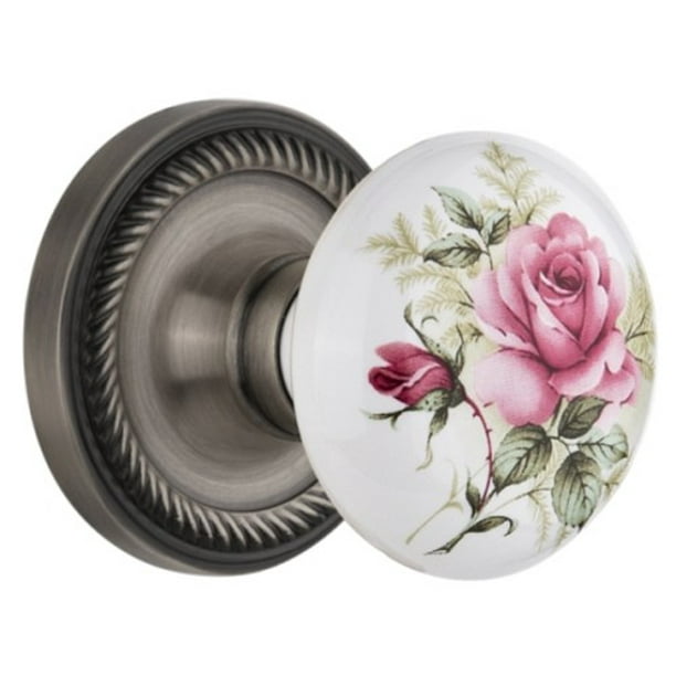 Nostalgic Warehouse Ropros_Dp_Nk Rose Porcelain Solid Brass Dummy Door Knob Set Grey Walmart