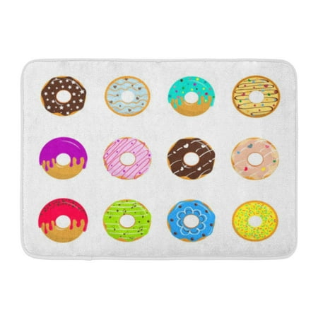 - GODPOK Pink Bake of Cartoon Glazed Sweet Donuts on White Colorful Dessert with Chocolate and Sugar Bakery Rug Doormat Bath Mat 23.6x15.7 inch
