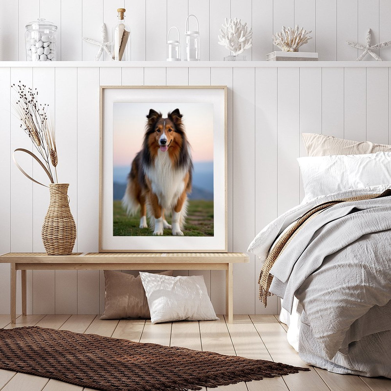 Diamond Art Kit for Adults, Sunset Majestic Shetland Sheepdog Diamond Painting for Adults Beginners, DIY Diamond Art Painting Kits, 5D Diamond Painting Crafts for Home Decor 12x16 Frameless