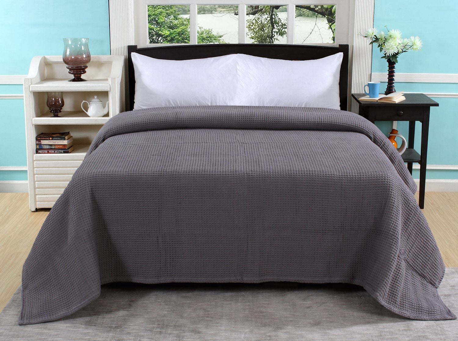 Fabstyles Couverture thermique 100 % coton, couverture de lit respirante taille double, couverture gaufrée douce, couverture double, couverture en coton toutes saisons