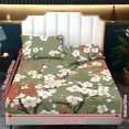 thumbnail image 2 of COEQINE 3 Piece Bed Sheets Set Soft Snug Fit Wrinkle Free Winter Bed Sheets Bottom Bedsheet & Pillowcases with Deep Pockets for King Size Bed, Chinese Plum Blossom Green, 2 of 5