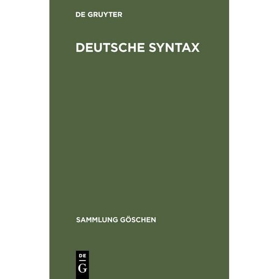 Sammlung Göschen Deutsche Syntax, Book 5426, (Hardcover)