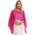 thumbnail image 3 of iixpin Women Chiffon Wedding Bridal Irregular Shawl Cape Bolero Wrap Shrug Evening Party Capelet Hot Pink One Size, 3 of 7