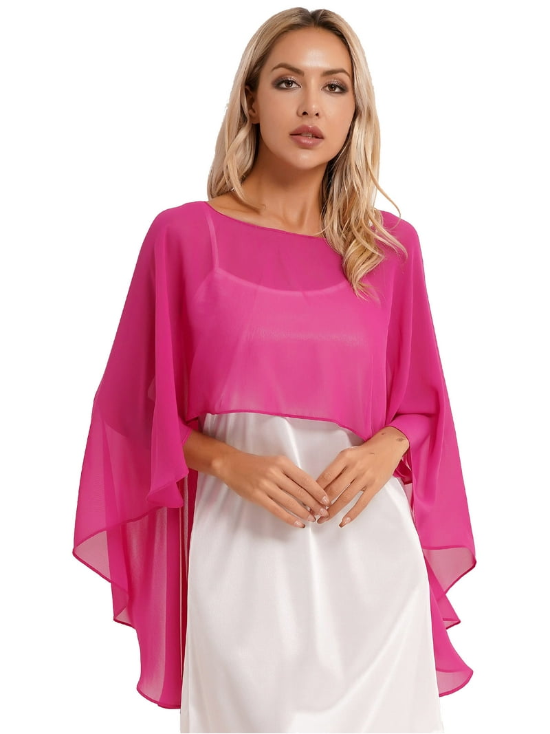 chiffon shrug for wedding dress Swsmclt Women's Sheer Shrug Cape Wedding Bolero Bridal Summer Tulle Light Sun Protection Chiffon Pleated Soft Light Green One Size