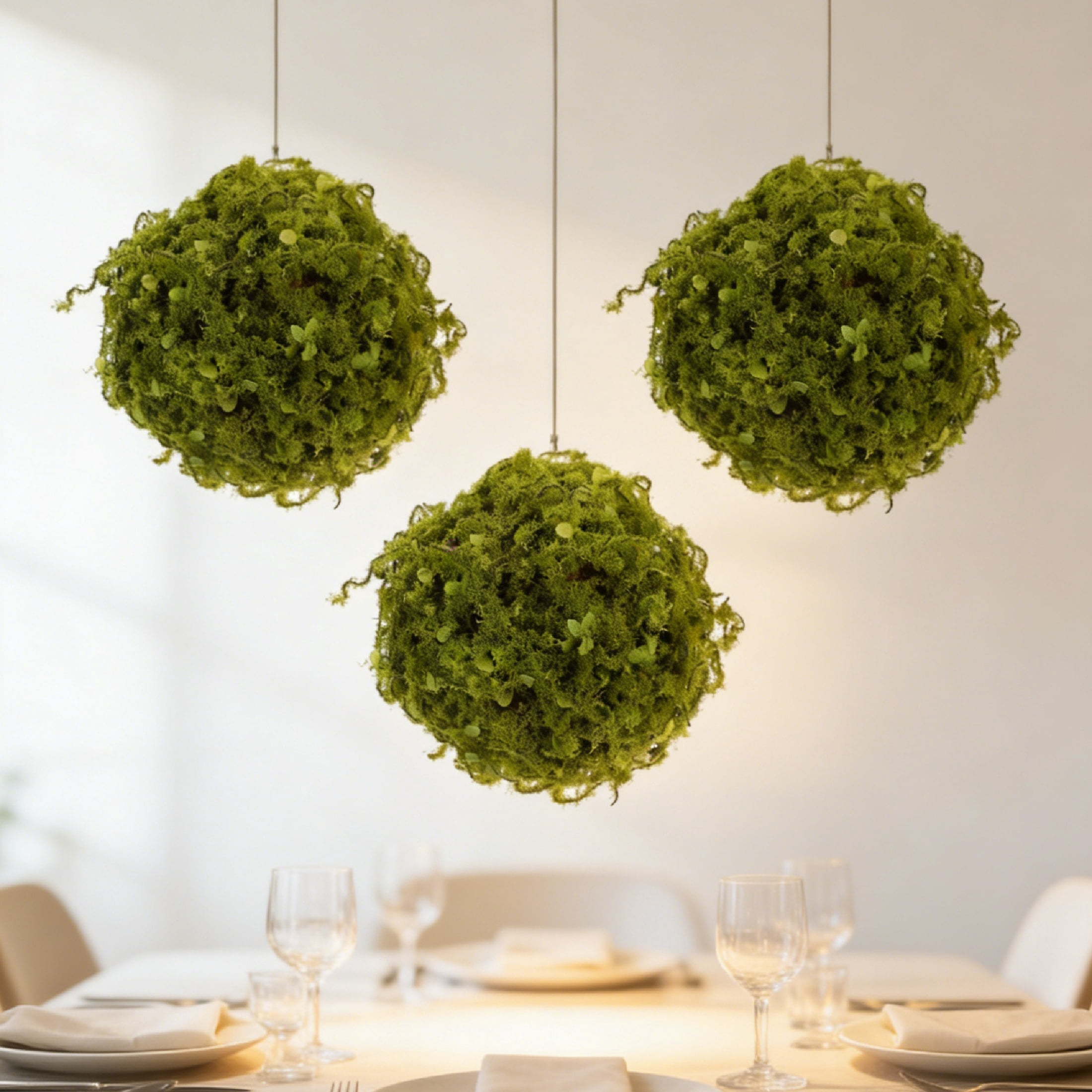 Bexikou 2 Pcs 5 Inch Hanging Faux Dried Moss Spheres, Decorative Greenery Balls,Artificial Plant Topiary Ball for Wedding Home Centerpiece Decor