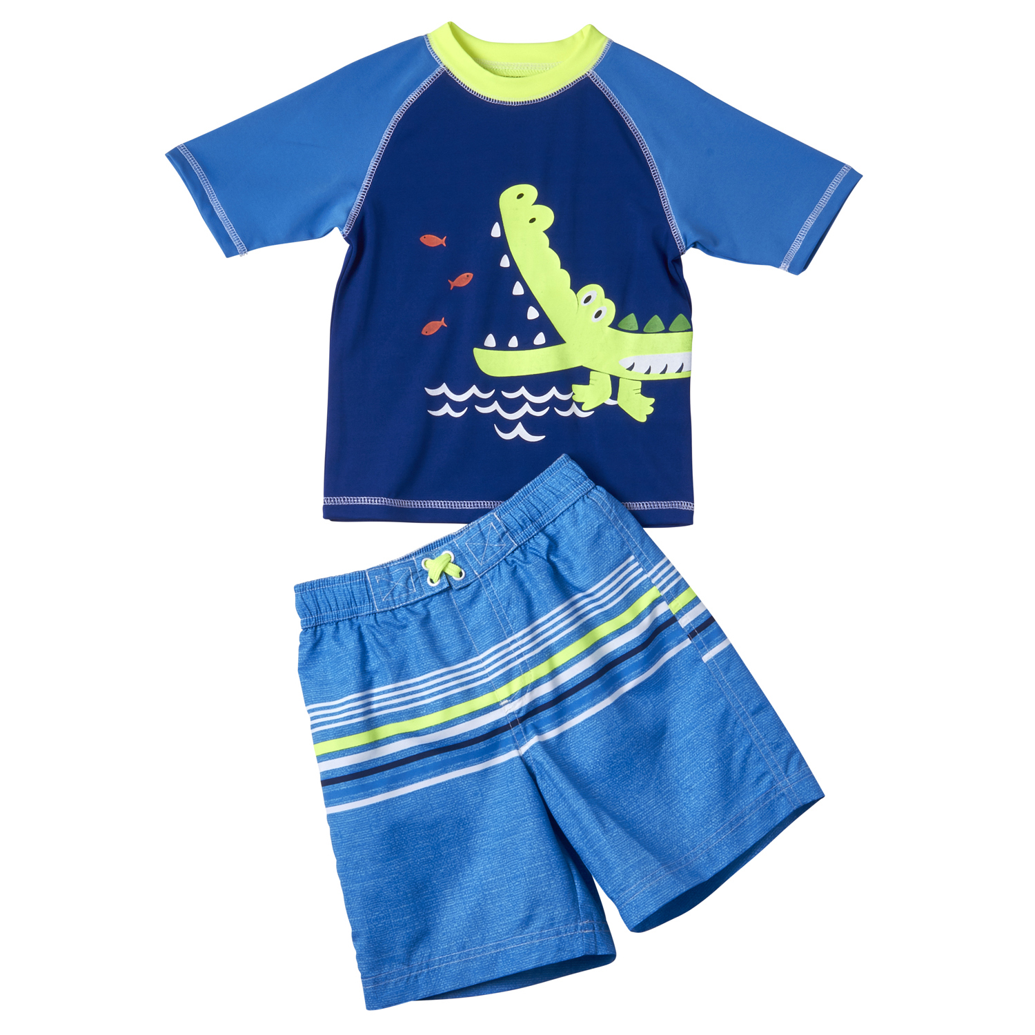 WIPPETTE KIDS Baby Toddler Boy Aligator Rashguard & Swim Trunks, 2pc