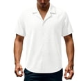 thumbnail image 7 of Wlynlyn Mens Button down Shirts Casual Short Sleeve Textured Summer Vacation Beach Shirts Solid Color Dress Blouses, 7 of 7