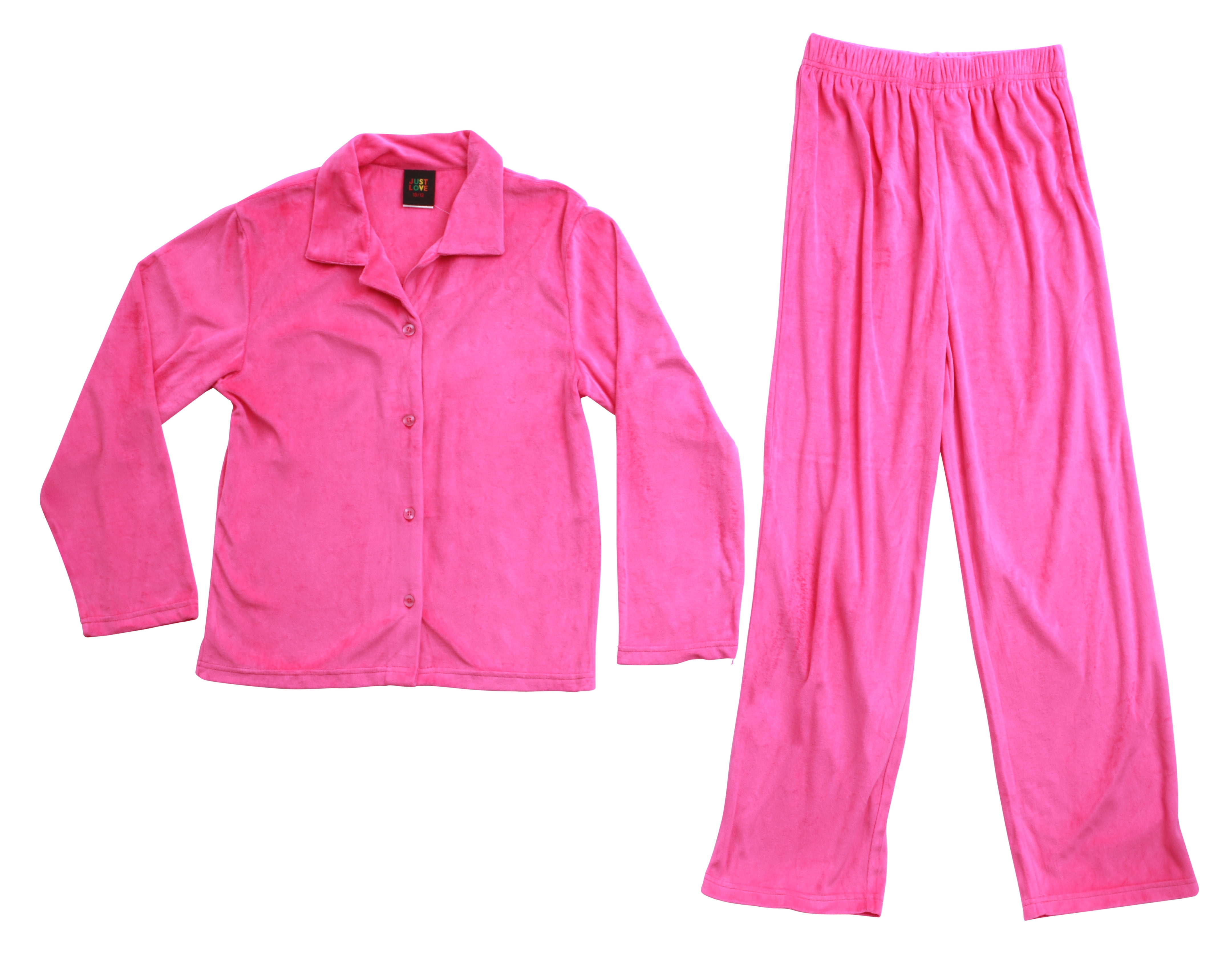 Just Love Girls Velour Pajama Coat Sets (Solid Fuchsia, 1012)