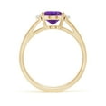 thumbnail image 2 of ANGARA Natural Oval 1.6 ct Amethyst with Diamond Collar Solitaire Ring in 14K Yellow Gold for Women (Size-9x7mm) | February Birthstone, Anniversary, Jewelry Gift for Women | Natural Amethyst Ring, 2 of 10