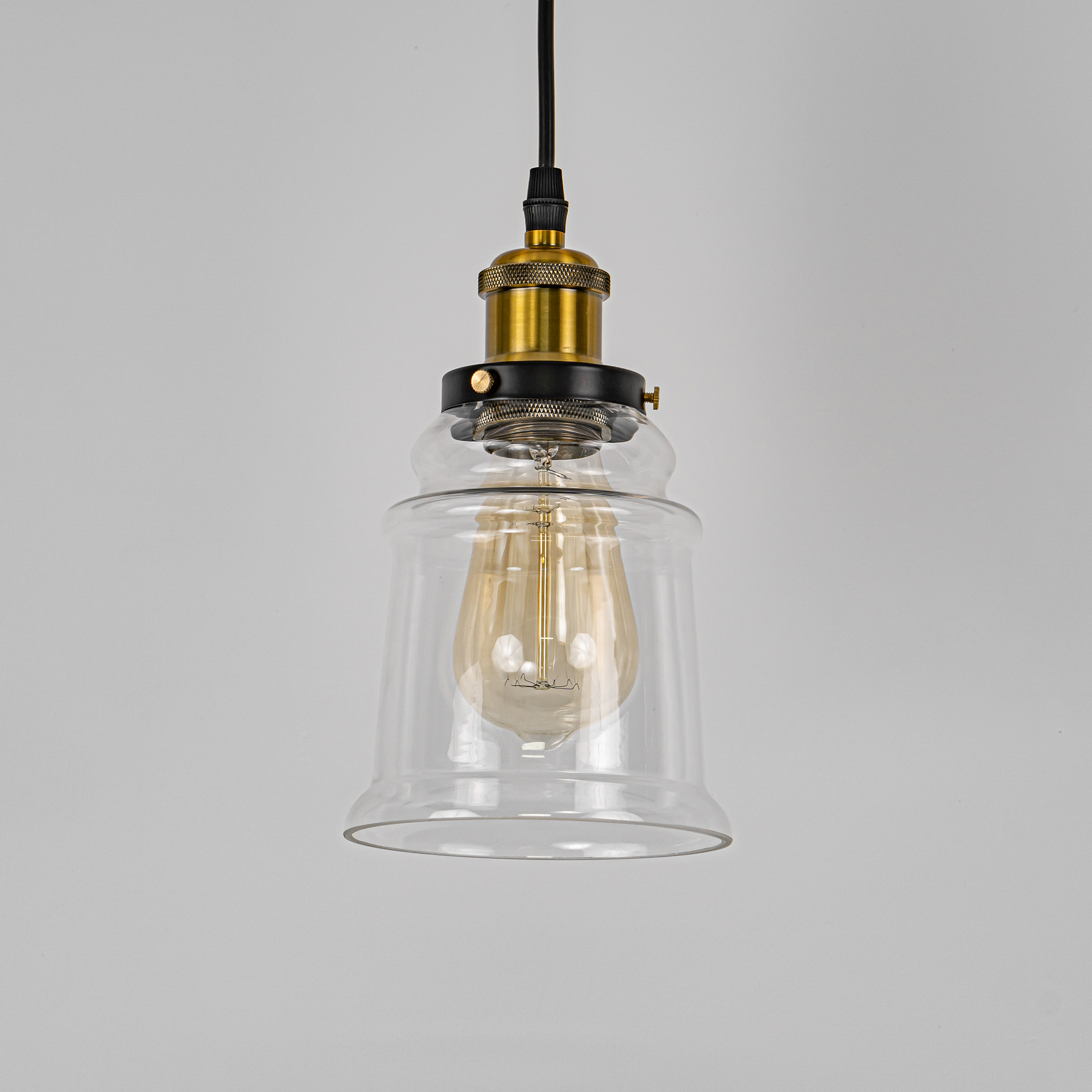 Kiven H-Type Track Lighting Industrial Kitchen Pendant Light Antique Brass  Hanging Fixture with Glass Shade Pack