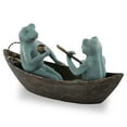 thumbnail image 3 of Rowboat Picnic Frogs Verdigris Green Metal Garden Sculpture, 3 of 4