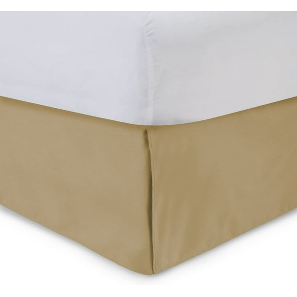 Tailored Bed Skirt 18 inch Drop, Gold, Twin XL Bedskirt with Split
