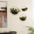 thumbnail image 3 of DecMode 15", 13", 10"H Round Black Metal Geometric Wall Planter (3 Count), 3 of 13