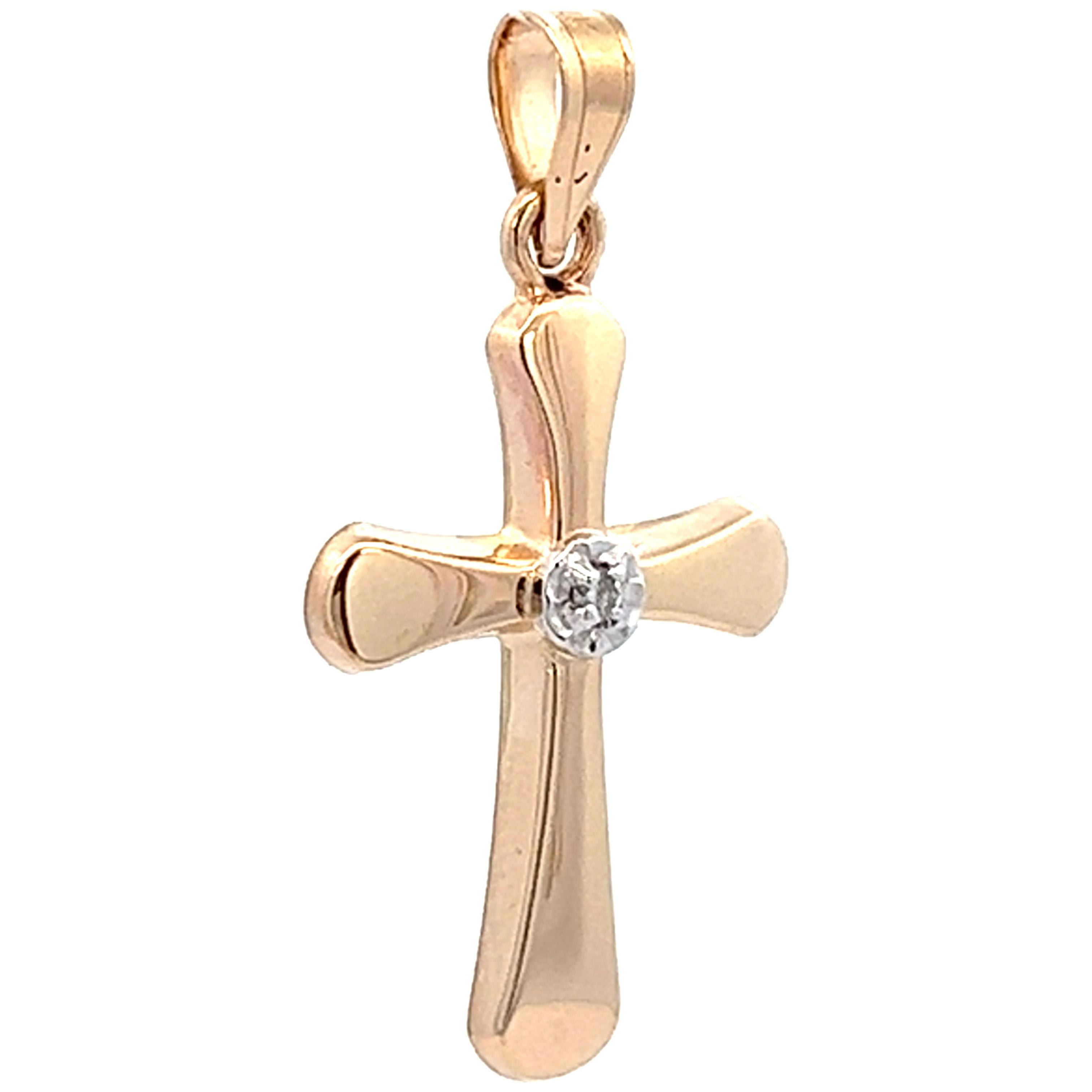 Brilliance Fine Jewelry 14 KT Yellow Gold Diamond Accent Cross Total Diamond Weight .01 count