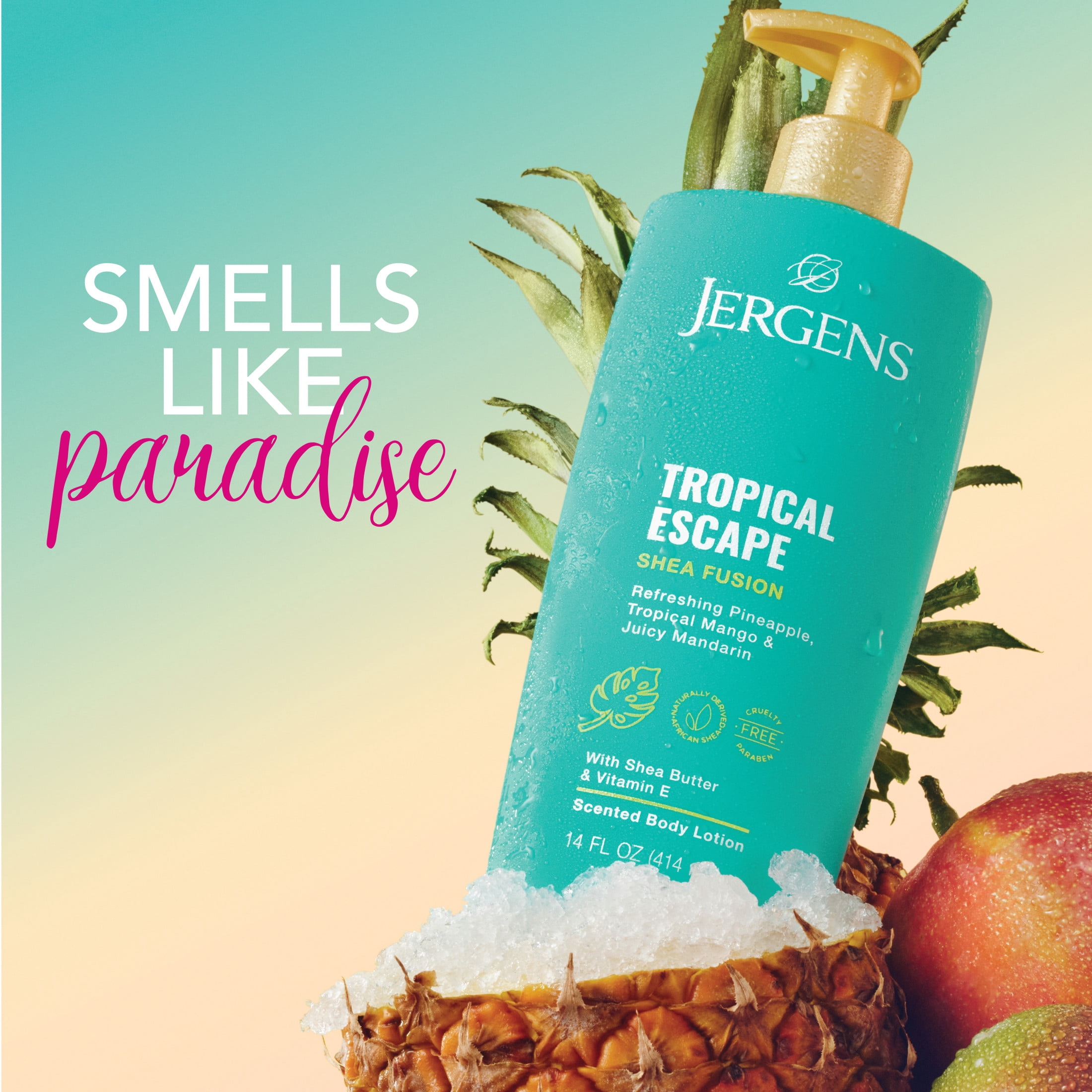 Jergens Shea Fusion Tropical Escape Scented Body Lotion with Shea Butter & Vitamin E for 24-Hour Moisture - 14 fl oz