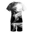 thumbnail image 3 of Men's Suit Category - All-Over Print Short Sleeve Tee and Quarter Pants Two-Piece Set for Men, 3 of 4
