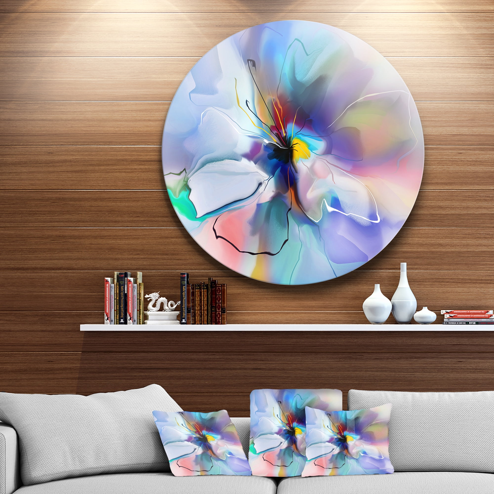Designart 'Abstract Creative Blue Flower' Extra Large Floral Wall Art