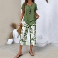 thumbnail image 4 of Enjoytime Two Piece Sets for Women Summer Short Sleeve Tops and Print Capri Pants Lounge Set Summer Vacation Travel Outfits, 4 of 6